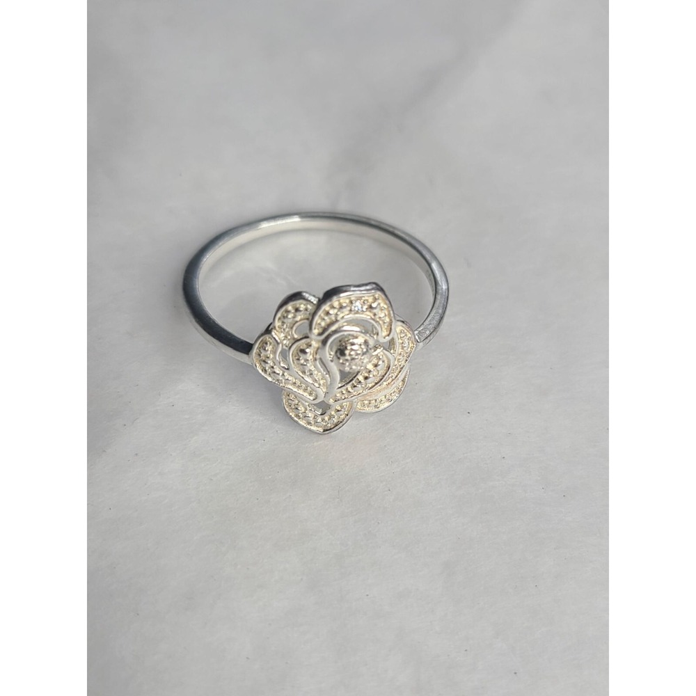 Vintage-Inspired 925 Sterling Silver Rose Ring With Moissanite Gemstone Size 9